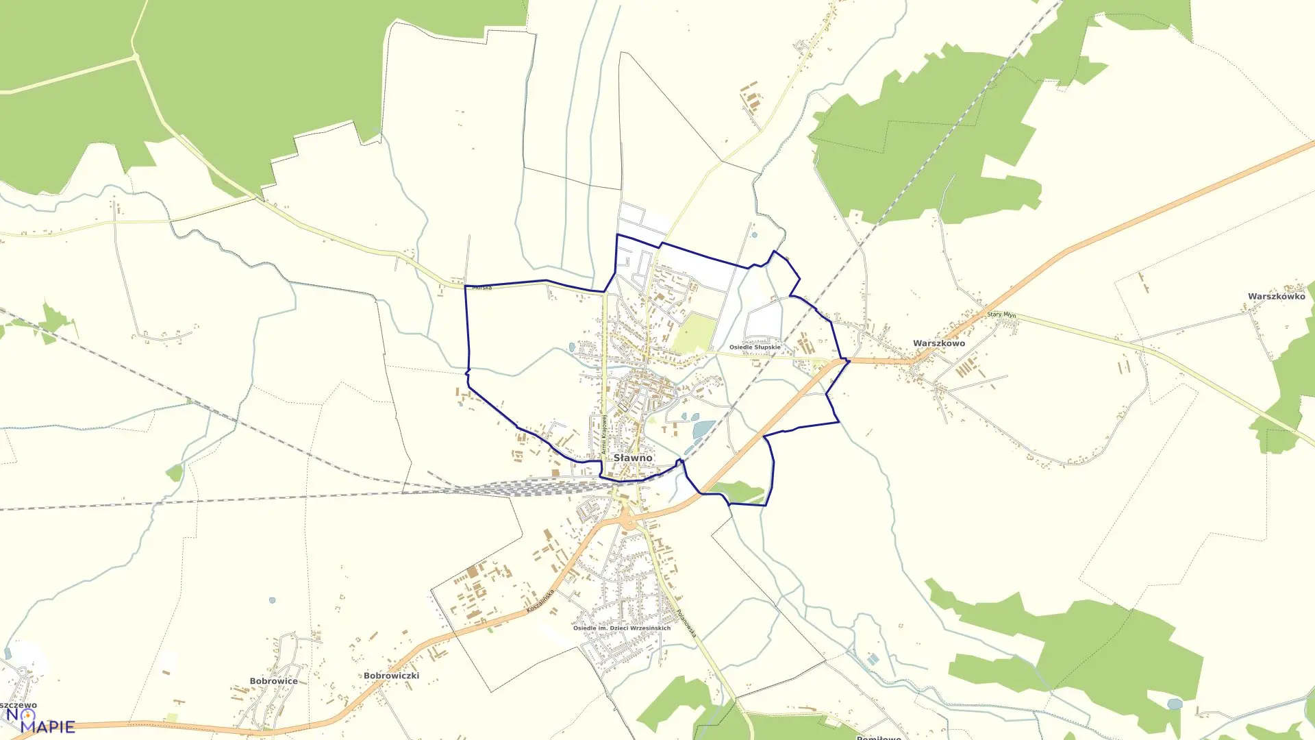 Mapa obrębu 2 w mieście Sławno
